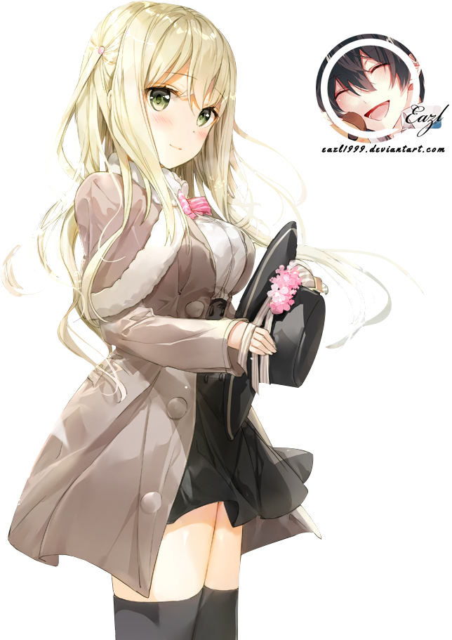 Blonde Anime Girl Render (735x929), Png Download