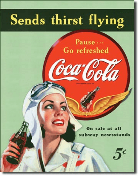Coca-cola Sends Thirst Flying Metal Sign - Coca Cola Sends Thirst Flying (586x586), Png Download