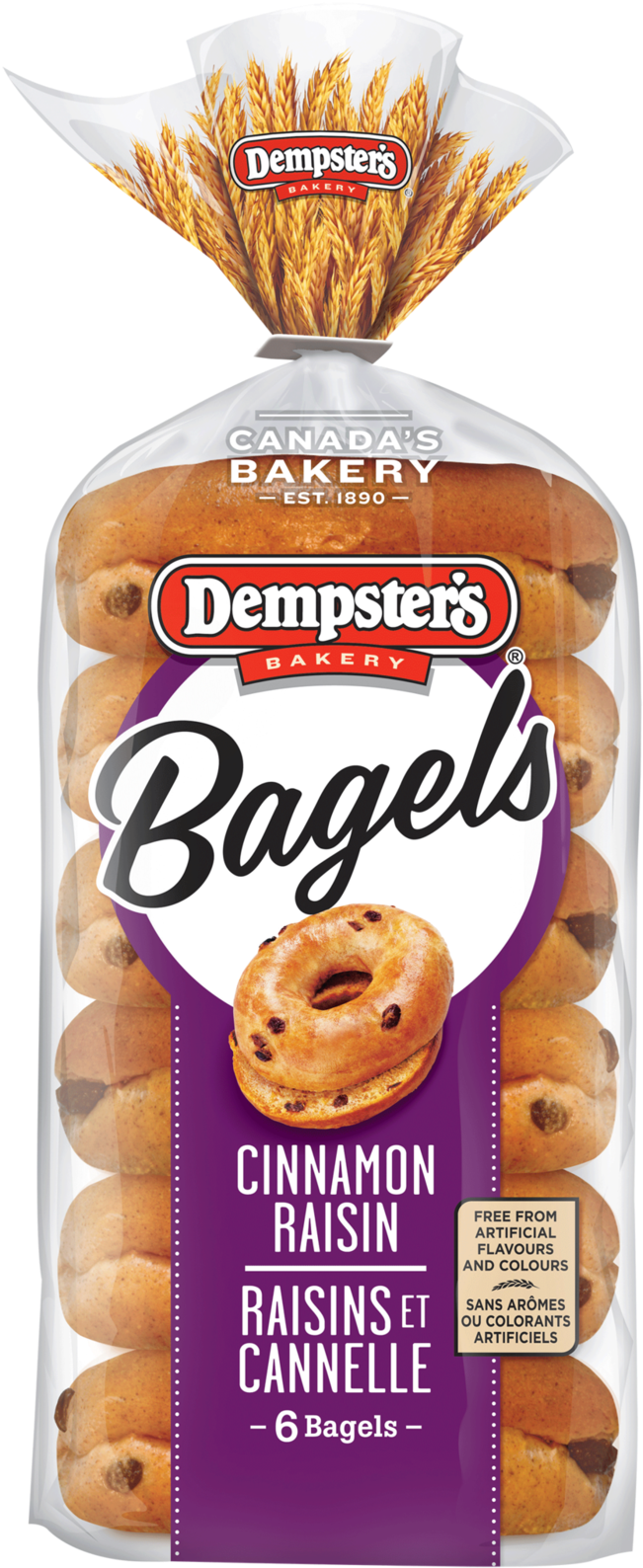 Dempster's® Cinnamon Raisin Bagels - Dempster's Cinnamon Raisin Bagels (800x1651), Png Download