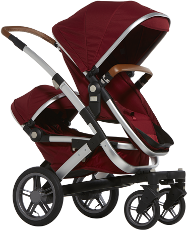 4 Wheel Pram Baby Png Image - Joolz Geo Earth Twin - Silver/lobster Red (576x500), Png Download