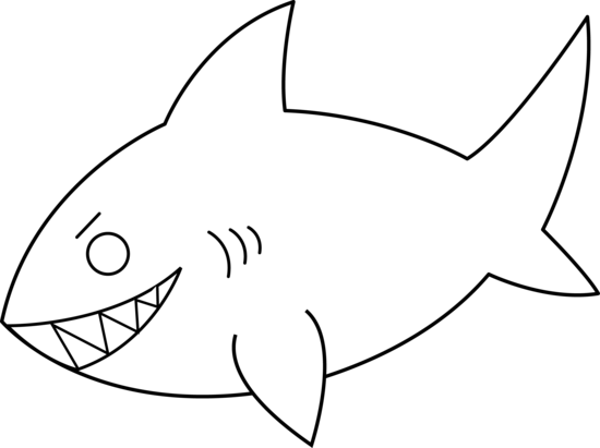 Fish Outline Cliparts And Others Art Inspiration - Black And White Shark Clip Art (550x411), Png Download