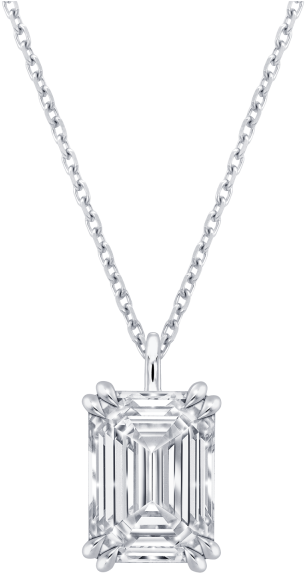 Emerald Cut Diamond Necklace - Necklace (640x640), Png Download