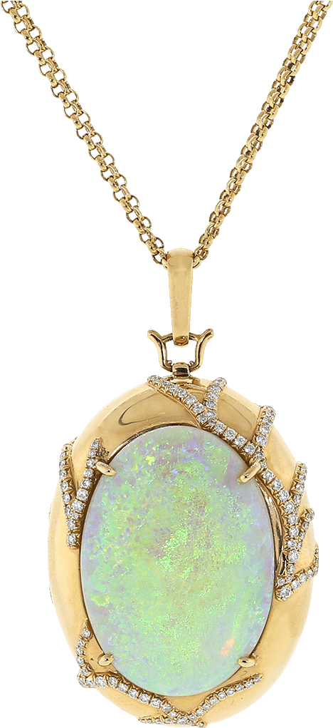 Crystal Opal And Diamond Locket Necklace Marissa Collections - Necklace (960x1223), Png Download