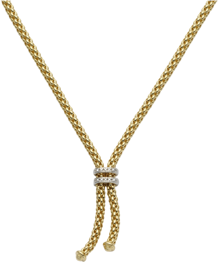 Fope 18 Yellow And White Gold Maori Tassel Diamond - Chain (640x640), Png Download