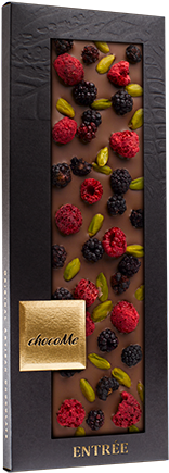 Mg124 Entrée Gourmet Milk Chocolate With Raspberries, - Hořká Čokoláda S Višněmi A Pistáciemi Z Bronte 100g (510x510), Png Download
