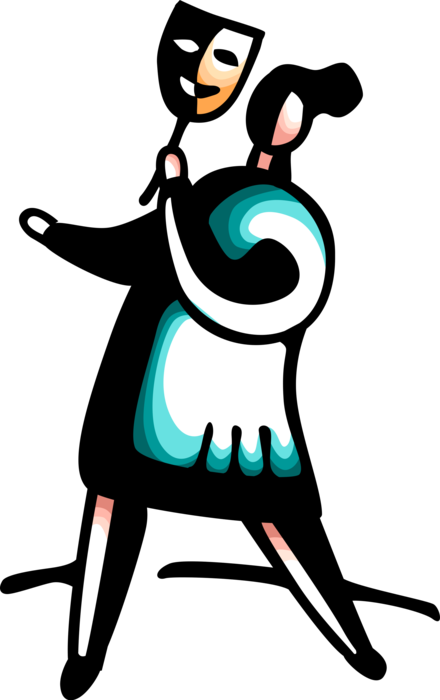 Vector Illustration Of Woman With Theatre Or Theater (440x700), Png Download