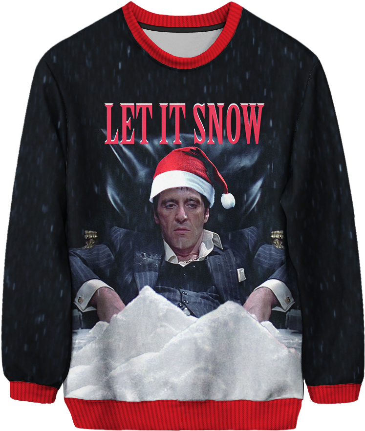 Let It Snow Sweatshirt - Let It Snow Scarface Sweater (1000x1000), Png Download