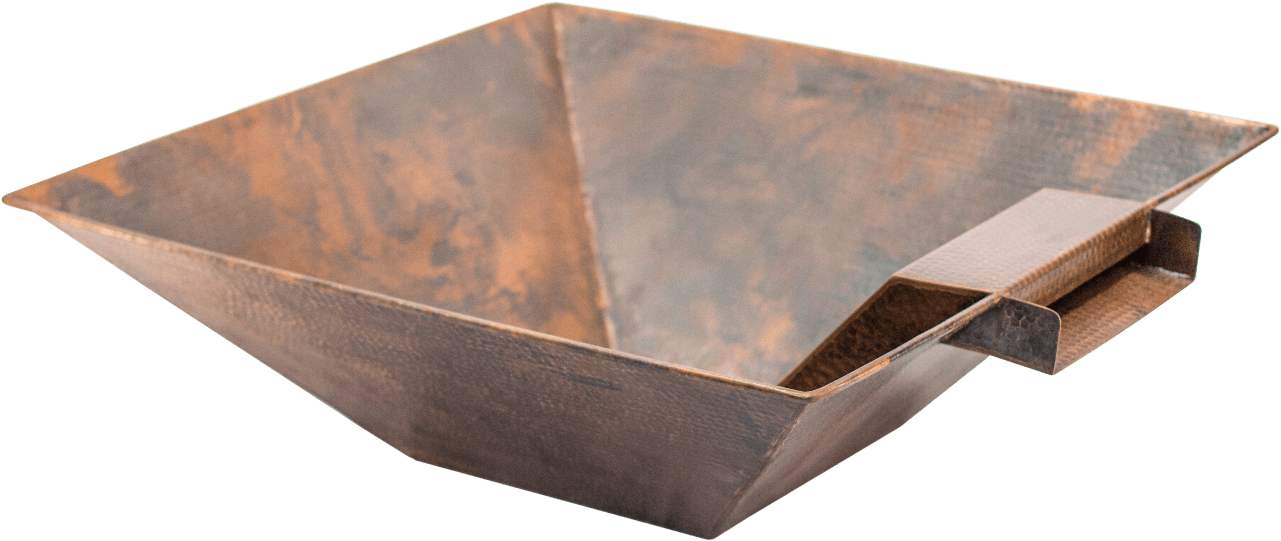 Square Copper Fire And Water Bowl - Copper Pool Fountains (4296x1904), Png Download