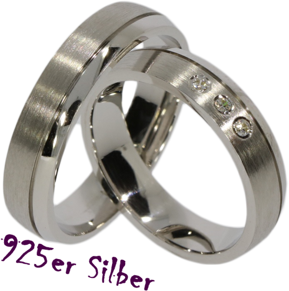 2 Silver Wedding Rings Couple Rings With 3 Cubic Zirconia - Thriller (800x600), Png Download