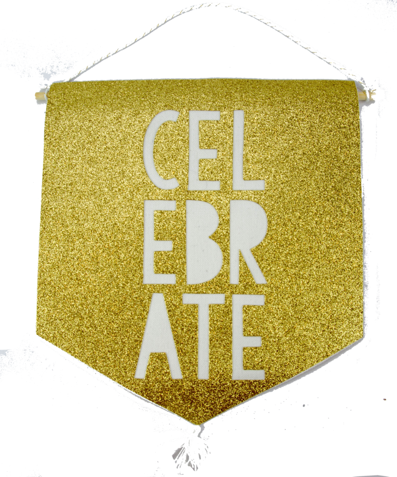 Gold Celebrate Banner - Party (399x480), Png Download