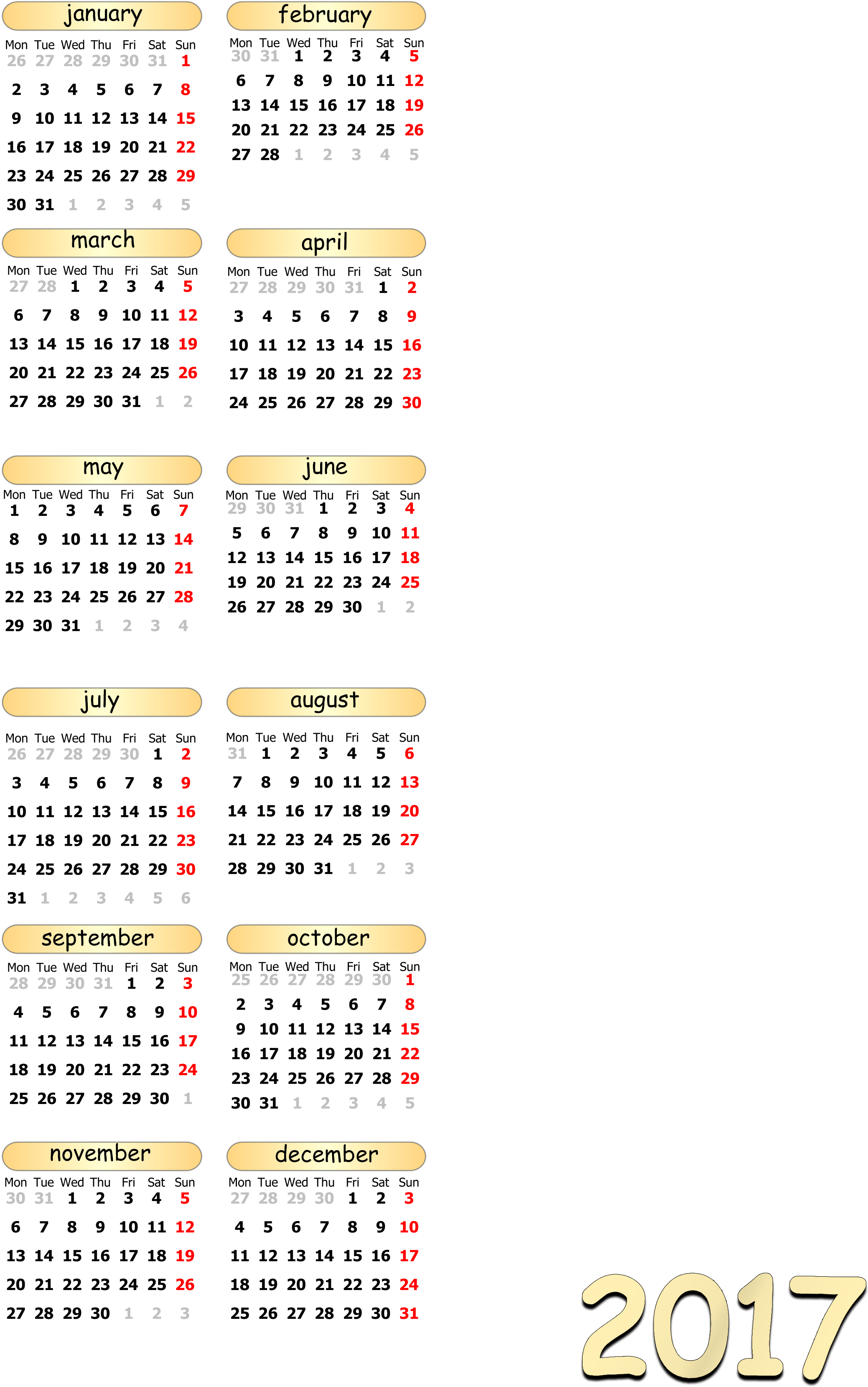 2017 Calendar Template Image - Plantilla Calendario 2017 Png (2480x3508), Png Download