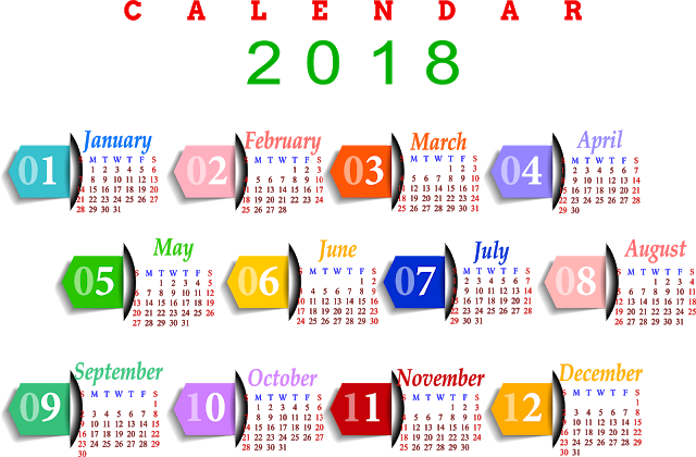 Printable Calendar 2018, Free Printable Calendar 2018, - New Year Calendar 2018 (640x420), Png Download