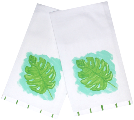 Soft 100% Cotton Kitchen Towel With Tropical Monstera - Art Paper (498x452), Png Download