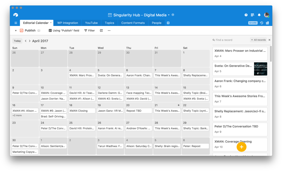 Singularity Hub Uses Its Editorial Calendar To Publish - Airtable Ux Research (1000x608), Png Download