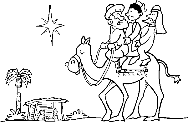 Dibujo De Los Tres Reyes Magos Para Colorear - Reyes Magos Para Colorear (600x470), Png Download