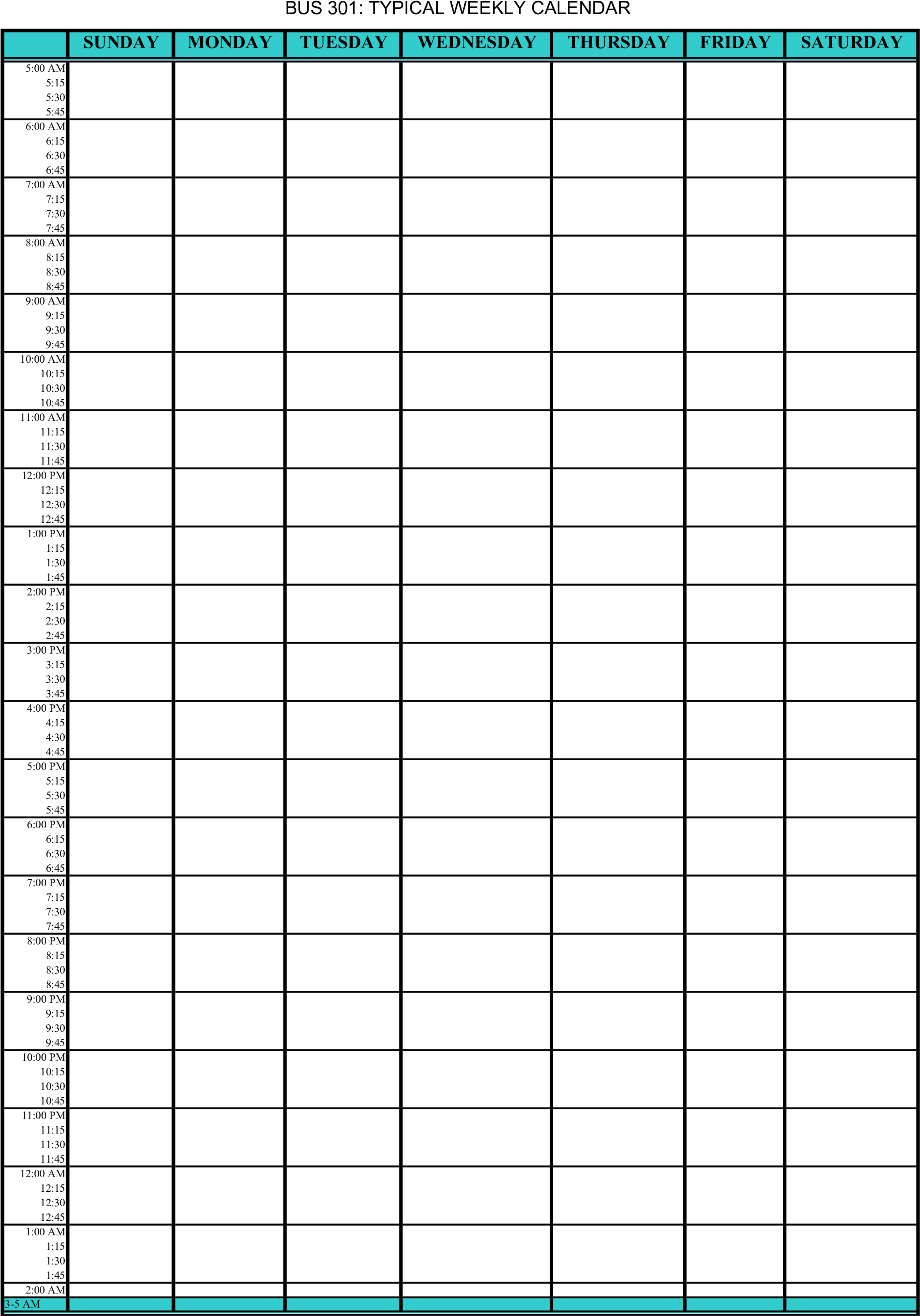 Blank Editable Weekly Calendar Main Image Download - Schedule (2550x3300), Png Download