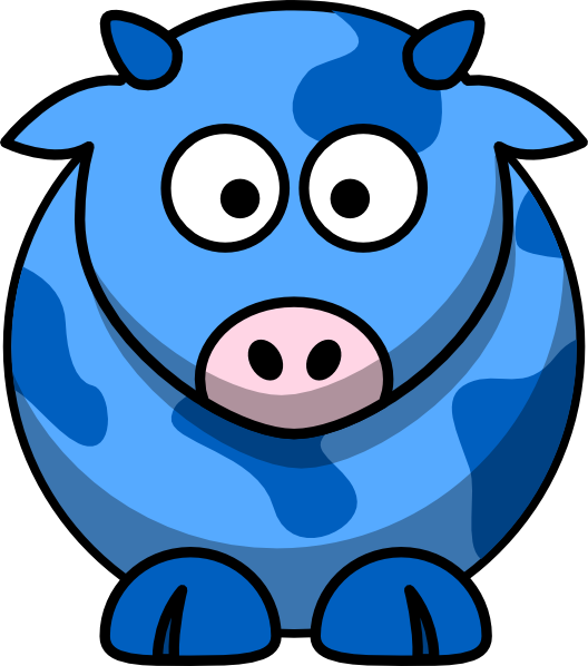 Blue Cartoon Cow (528x598), Png Download