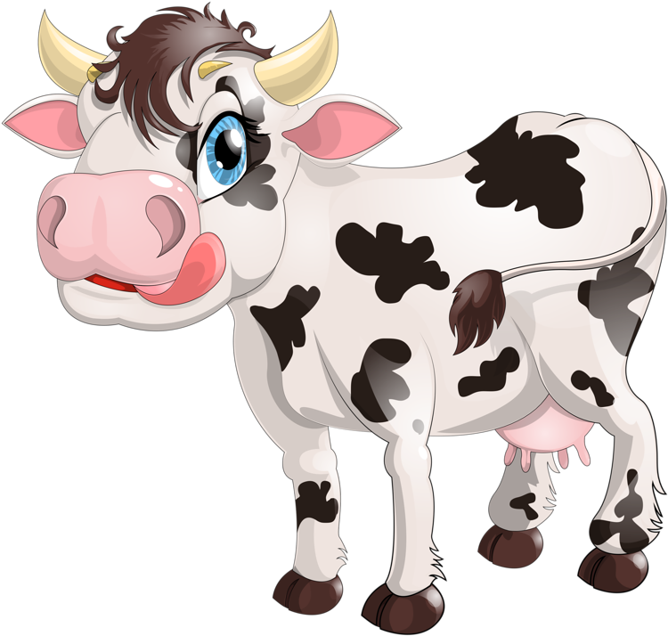 Dairy Cattle Milk Calf - Dairy Cow Cow Milk Cartoon (750x714), Png Download