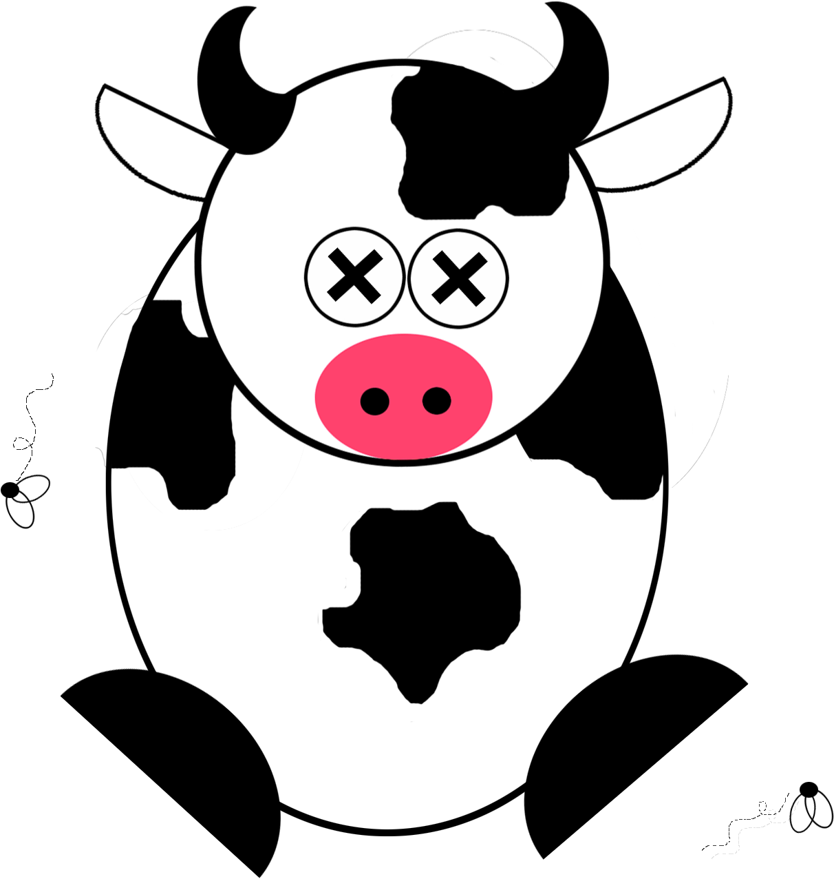 Cartoon Cow Cliparts - Dead Cow Cartoon (1500x1500), Png Download