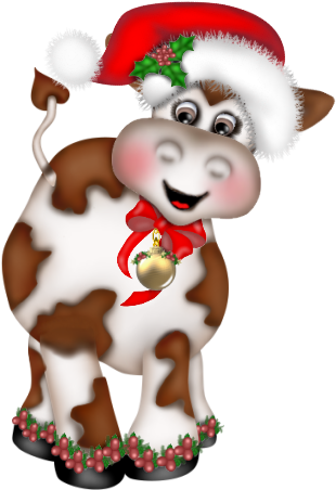 Christmas Mix, Christmas Images, Cow Png, North Pole, - Vache Noel (338x473), Png Download