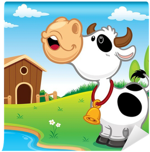Vector Illustration Of Cartoon Cow Wall Mural • Pixers® - Vector Graphics (400x400), Png Download