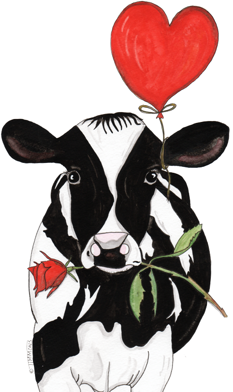 Rose Cartoon Cow Pictures, Valentine Cartoon, Cow Clipart, - Cow In Love (500x800), Png Download
