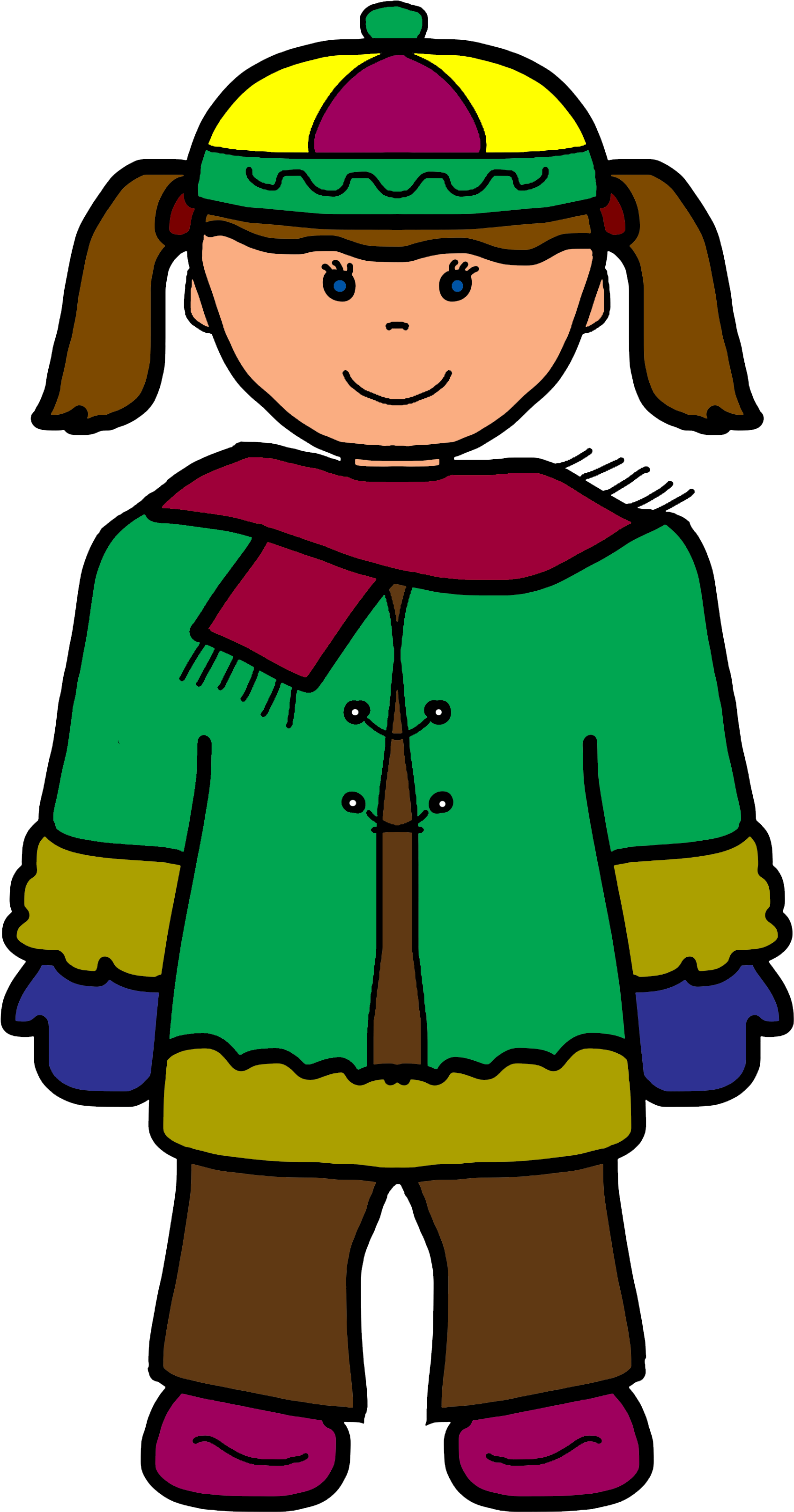 Girl Cartoon Winter Cold Scarf - Cartoon Scarf (1987x3307), Png Download