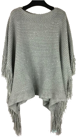 Women Fashion Cashmere Knitted Poncho Shawl - Woolen (300x521), Png Download