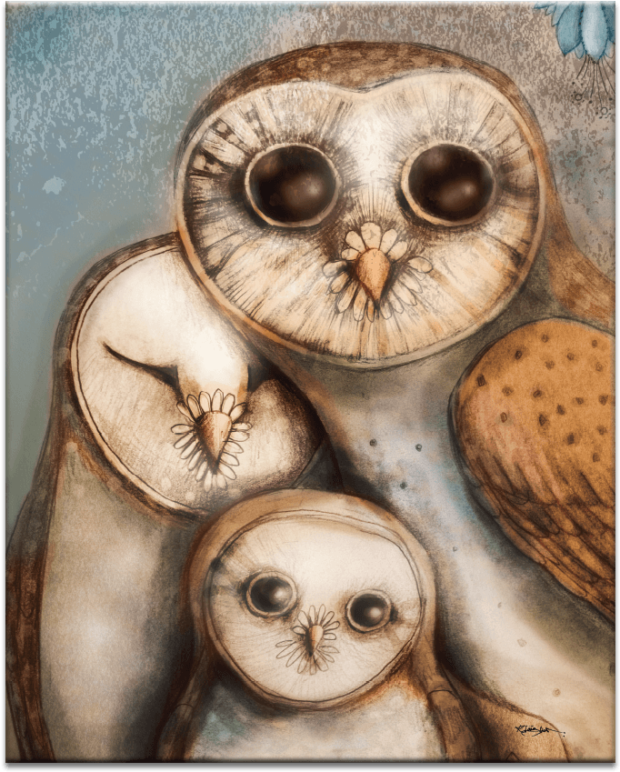 Three Wise Owls - Imagen De Tres Buhos Familia (900x900), Png Download