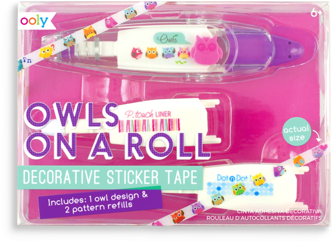 On A Roll Decorative Sticker Tape - Owls On A Roll Deco Tape Refills (800x800), Png Download