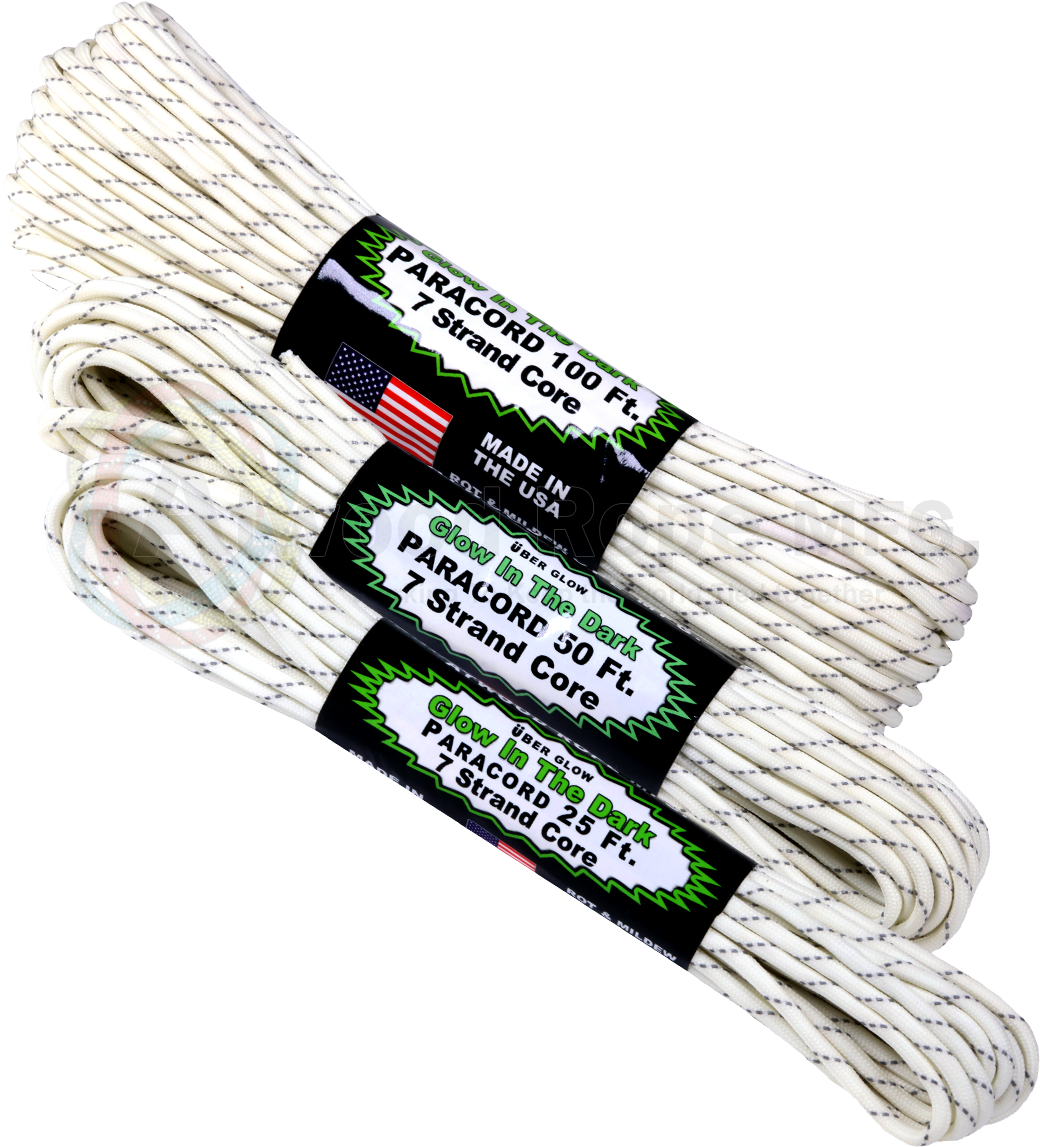 Uber Glow Reflective Paracord - Glow-in-the-dark Pc100 Type Iii Paracord 100' Made (1200x1200), Png Download