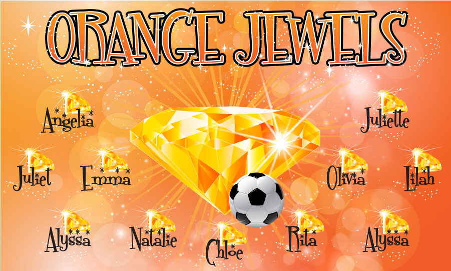 3'x5′ Vinyl Banner Orange Jewels - Futsal (900x900), Png Download