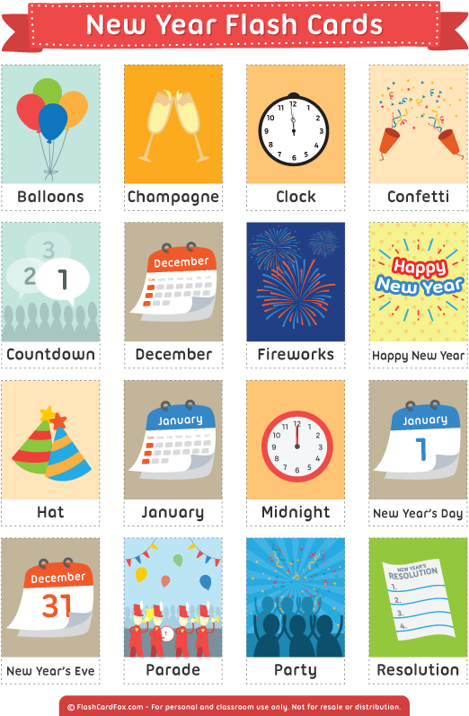 Description - New Year Flash Cards (600x810), Png Download
