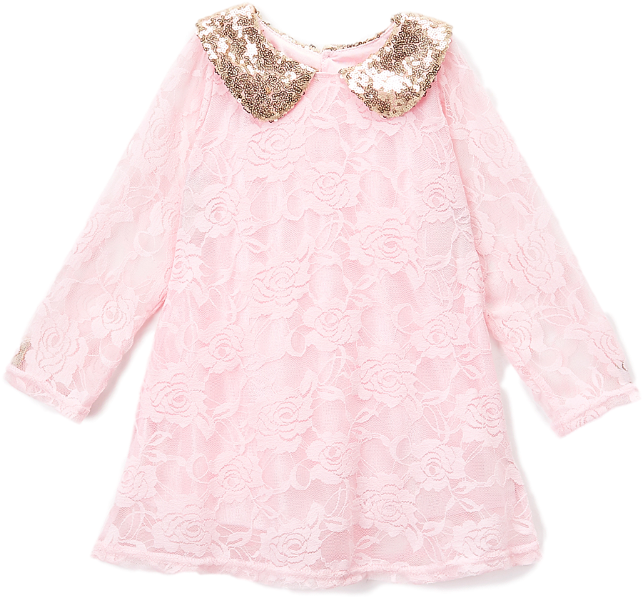Pink Lace Glitter Collared Shift Dress - Blouse (1000x1201), Png Download