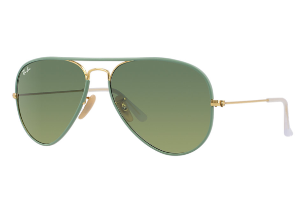 Ray Ban Aviator Blue Frame Png - Ray-ban Aviators Full Green (600x515), Png Download