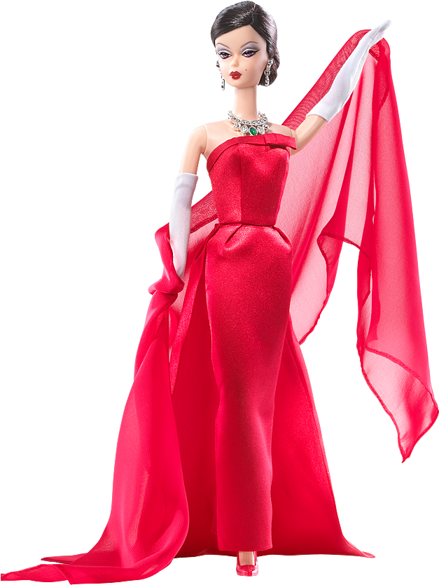 Barbie, Pink, Baby, Toy, Gold, Red, Images Png Images - Barbie Silkstone Vestido Red (400x593), Png Download