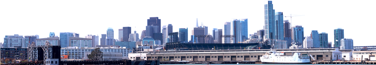 San Francisco City Skyline From The Pier - Skyline (1200x300), Png Download