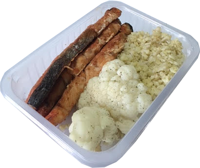 Salmon, Cauliflower, Bulgur - Breakfast Sausage (410x344), Png Download
