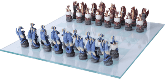 Fantasy Dragon Chess Set - Dragonchess Set (555x555), Png Download