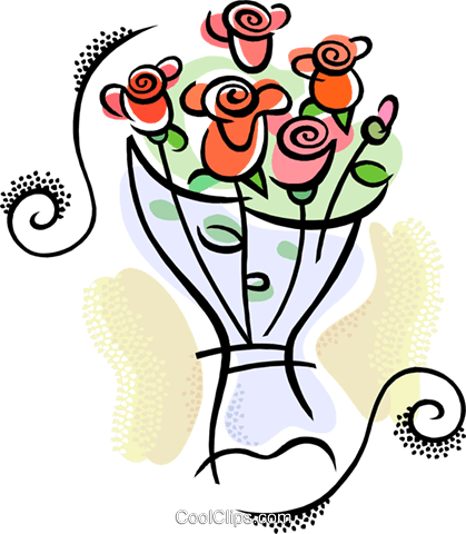 Bouquet Of Flowers Royalty Free Vector Clip Art Illustration - Bouquet Of Roses Clipart (419x480), Png Download