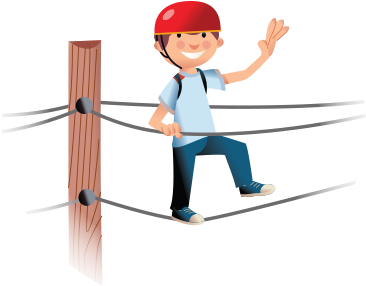 G822 - High Ropes Course Cartoon (800x606), Png Download