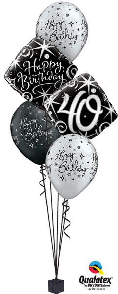 Black/silver Elegant Milestone Bouquet At London Helium - 30th Birthday Balloon Bouquet (600x600), Png Download