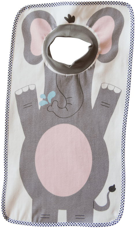 Elephant Bib Grey And Pink - Bib (683x1024), Png Download