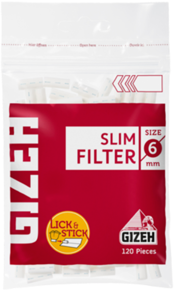 Gizeh Slim Cigarette Filter Tips 6mm Closed Packs Of - Slim Filters (384x640), Png Download