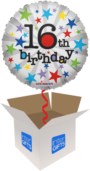 16th Birthday Multicoloured Stars - 18" Balloon 16th Birthday - Mylar Balloons Foil (568x568), Png Download