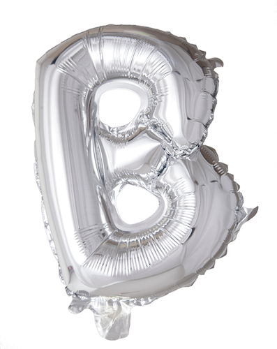 Bokstavsballong Silver B - Folieballong, Silver, 41 Cm Bokstav B (397x500), Png Download