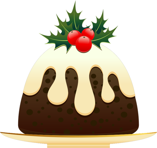 Christmas Pudding With Vector Graphics Public Domain - Clip Art Christmas Pudding (500x472), Png Download
