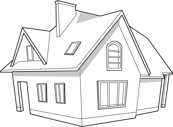 Medium Image - House Line Drawing Png (715x525), Png Download