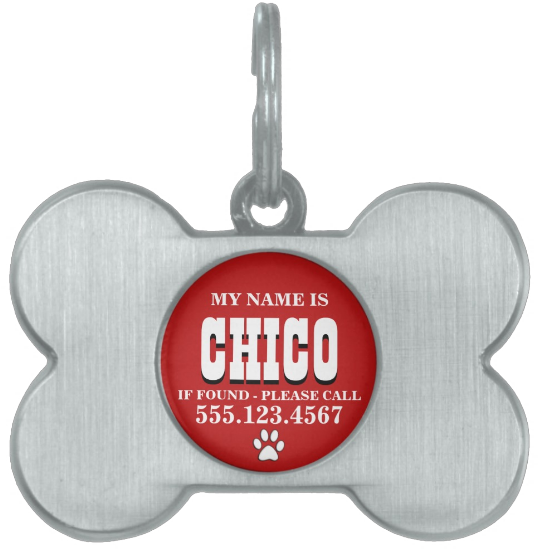 Paw Prints Red Personalized Pet Name Tag - Baseball Und Handschuh Tiermarke (615x615), Png Download