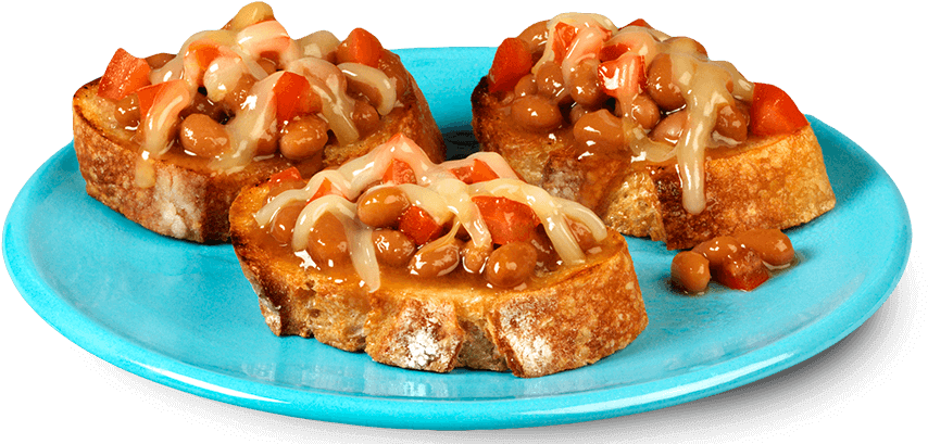 Shredded Cheddar Cheese - Bruschetta On Plate Png (885x408), Png Download